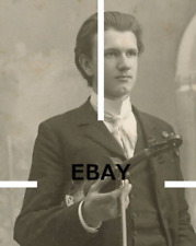 Antique OOAK Cabinet Card Photograph Handsome Man Violinist George Henry Green picture