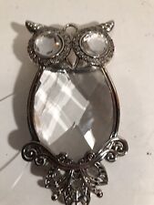 K&K Interiors Silver and Crystal Owl Hanging Ornament/Suncatcher picture