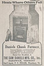 1929 AD.(XH40)~SAM DANIELS CO. HARDWICK, VERMONT. DANIELS CHUNK FURNACE picture