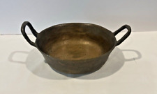 Vintage 8 inch Diameter Hand Crafted BRASS Double Handle Sauce Pan. Heavy Piece~ picture