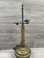 Antique Double Fixture Table Lamp Brass 23” Industrial Rare Stamped Eagle Untest picture