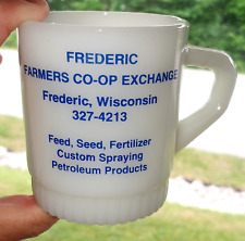 Vintage Frederic Farmers Co-Op Exchange Wisconsin Fire King Coffee Mug picture