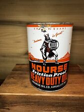 Rare Nourse 1 Quart Oil Can (FULL) Orange And Black Graphics, See Pictures picture