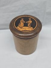 Round Wood Box Inlaid Wood Baker Biedermeier Antique German Measuring Cup Holder picture