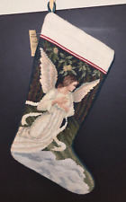 READ Listing Union Trading ANGEL Finished Needlepoint Christmas Stocking Tag picture