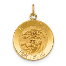 14k Solid Polished/Satin Small Round St. Michael Medal XR1719 picture