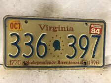 1984 Virginia Bicentennial License Plate picture