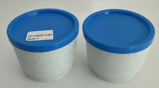 New Vintage Tupperware Snack Cups 4 oz.  Gray Speckle with Blue Seals Set of 2 picture