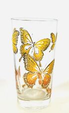 Vintage Libby Butterfly Drinking Glass Orange, Yellow, Gold Pristine picture