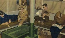 CG-416 LA Camp Livingston After Retreat WWII Linen Postcard Interior Soldiers picture