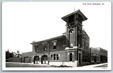 Gillespie Illinois~City Hall~Fire Department Garage Doors~1927 B&W Postcard picture