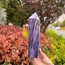 1.5LB 6.6'' Natural Charoite Obelisk Crystal Tower Point Healing Energy Decor picture