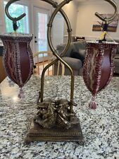 Vintage Gold Resin Of Double Elephant Lamp picture