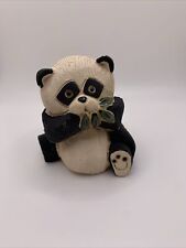 Vintage Artesania Rinconada Panda Bear Figurine Eating Leaves Signed Retired picture