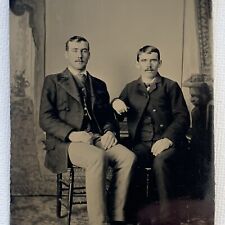 Antique Tintype Photograph Handsome Young Man Men Mustache Gay Int picture