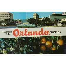 Orlando Florida Greetings Centennial Fountain Lake Eola Orange Blossom Postcard picture