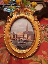 VTG Art Print VENICE Ornate Oval Gold Framed Glass ITALY picture