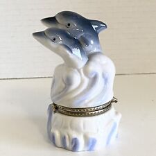 Dolphin Trinket / porcelain Jewelry Box - 4” tall picture