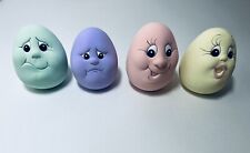 Set of 4 Easter Ceramic Bisque Egg Facial Expressions VTG Easter Spring  picture