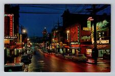 Vancouver British Columbia Canada, Chinatown At Night, Antique Vintage Postcard picture