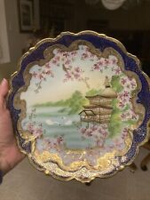Antique Hand Painted IE & C Co Moriage Porcelain Scenic Plate  Approx 8.5 Inches picture