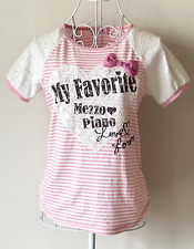 Mezzo Piano T-shirt Pink Size M/150 Ribbon Heart Flowers Lace Rhinestone Kawaii picture