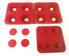 Set of 2 Red Silicone 4 ct Mini Pie or Tart Pans with Removable Bottoms picture