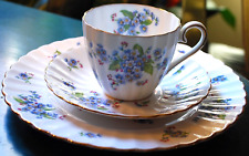 Vtg ROYAL TUSCAN Fine English Bone China FORGET ME NOT Teacup Saucer Plate Trio picture