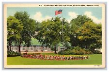 Flower Bed & Shelter House, Packard Park, Warren Ohio OH Postcard picture