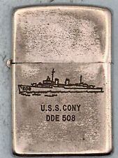 Vintage 1937-1950 USS Cony DDE 508 Chrome Zippo Lighter picture
