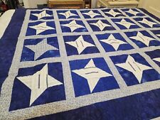 Vintage Antique  Star Quilt Royal Blue  White 62x72” Two side picture