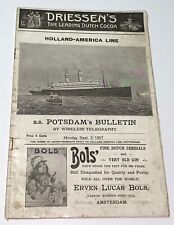 Rare Antique Holland America Line SS Potsdam Bulletin Advertising Program 1907 picture