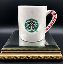 2001 Starbucks Barista Christmas Holiday Mug Cup Snowflakes Candy Cane Handle picture