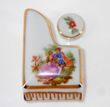 Vintage LIMOGES FRANCE Miniature Porcelain PIANO & STOOL Couple Courting picture