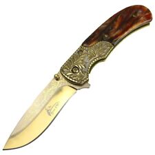 TheBoneEdge 8.5in Pearl Brown Handle Gold CoatingFolding Knife picture