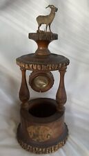 Vintage Carved Wood Humidor Clock Ram Figural Cigar Tobacco Pipe picture