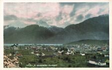 Skagway AK Alaska, Sunset Scenic City & Mountains View, Vintage Postcard picture