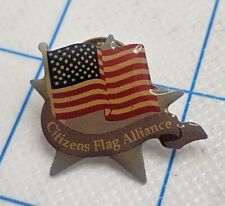 VTG Lapel Pinback Hat Pin Silver Tone American Flag Citizens Flag Alliance  picture