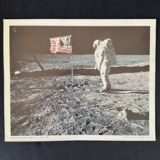 Rare Official NASA Picture No. 16 July 20 1969 Astronaut Places USA Flag On Moon picture