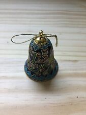 Vintage 1990s Chinese Cloisonne Enamel Ornament Bell w/ an Amber Clapper 2.25”H picture