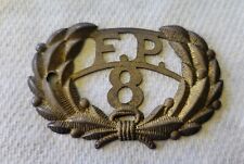 Rare Antique FD Fire Protection Dept Wreath Brigade Hat Badge Pin 1800s Brass  picture