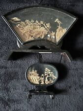 2 Pieces Vintage Chinese Asian Carved Cork Art picture
