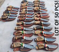 50 PCS LOT CUSTOM HANDMADE DAMASCUS STEEL CAMPING SKINNING HUNTING KNIVES picture