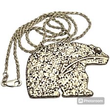 Important CLARENCE LEE NAVAJO STERLING SILVER Bear PIN BROOCH Pendant Necklace  picture