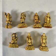 Lot of 7 Vintage Hand Carved Mini Japanese Gods- Numbered-As Is-Read picture