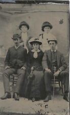 Antique Tintype Photograph Group Of Stylish Young People picture