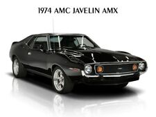 1974 AMC American Motors Javelin AMX in Black Metal Sign: 12x16