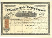 Montgomery and Erie Railway - Railroad Stock Certificate with Revenue - Railroad picture