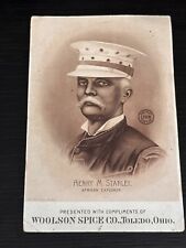 1889- Henry M. Stanley African Explorer Lion Coffee Trade Card 4.25 x 6.5 picture
