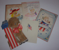 Vtg Lot 5 Greeting Cards Patriotic Red White Blue Baby Wartime 1940 Craft Cutter picture